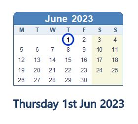 June 1, 2023 (Thursday) .